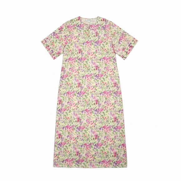 Vintage Carlton Hall Neiman Nightgown Women Large White Pink Floral Maxi Cotton - Picture 1 of 11